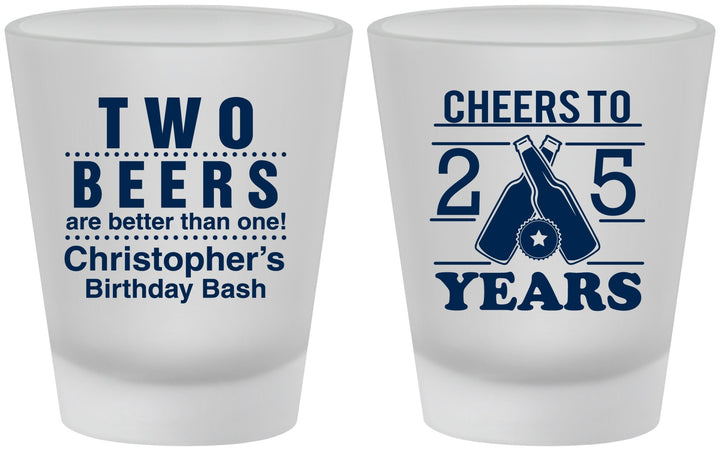 Custom Birthday Frosted Shot Glasses - Cheers To 25 Years | 20163