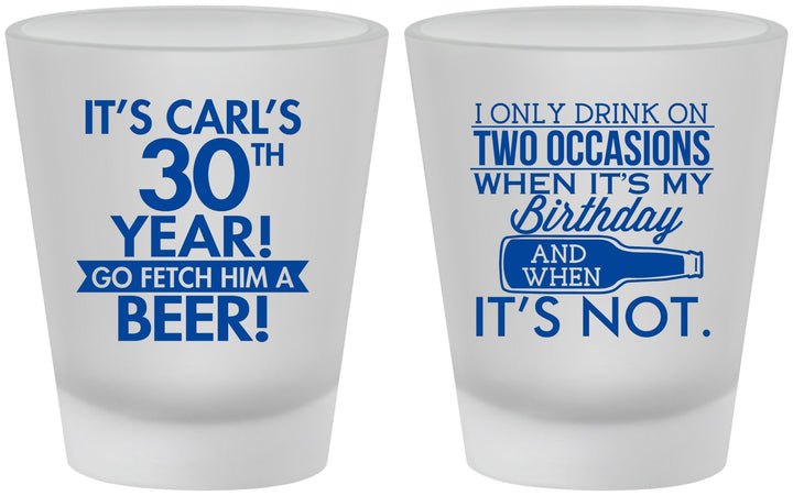 Custom Birthday Frosted Shot Glasses - 30th | 20170