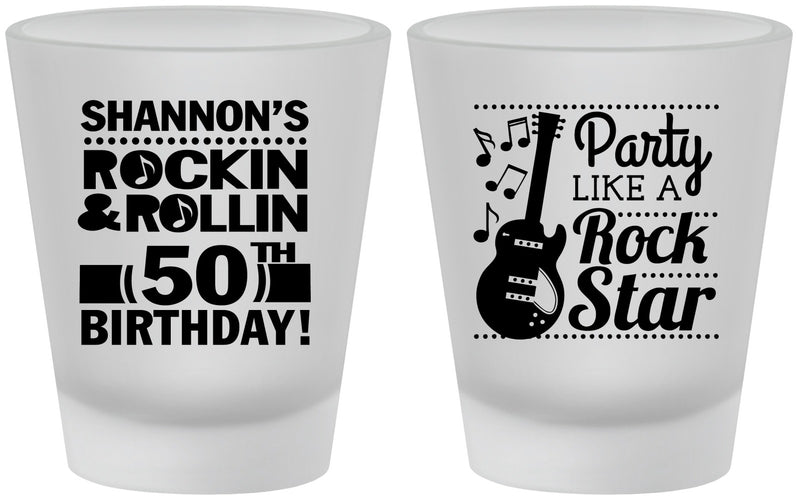Custom Birthday Frosted Shot Glasses - 50th Rock Star | 20173