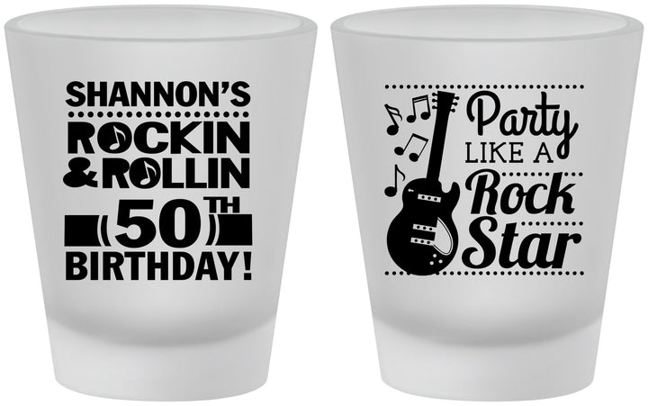 Custom Birthday Frosted Shot Glasses - 50th Rock Star | 20173