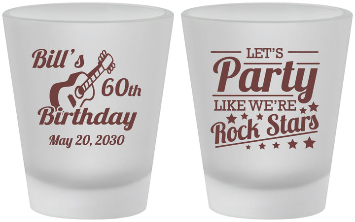 Custom Birthday Frosted Shot Glasses - 60th Rock Star | 20174