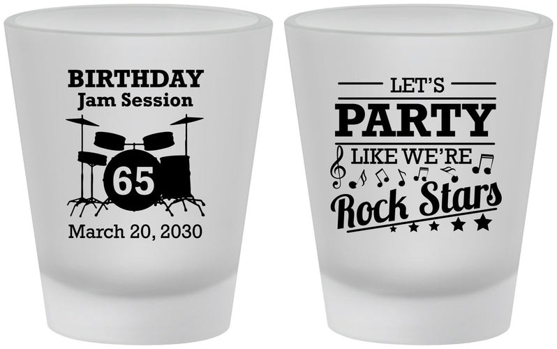 Custom Birthday Frosted Shot Glasses - 65th Rock Star | 20175