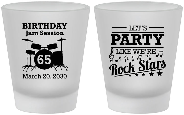 Custom Birthday Frosted Shot Glasses - 65th Rock Star | 20175