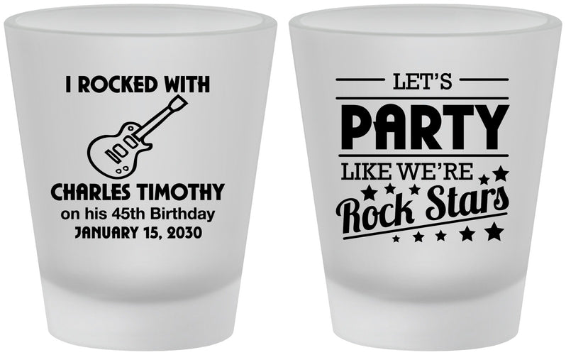 Custom Birthday Frosted Shot Glasses - 45th Rock Star | 20176