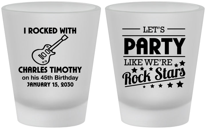 Custom Birthday Frosted Shot Glasses - 45th Rock Star | 20176