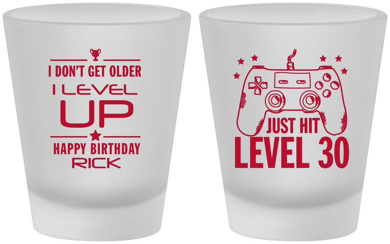 Custom Birthday Frosted Shot Glasses - 30th Video Games | 20179