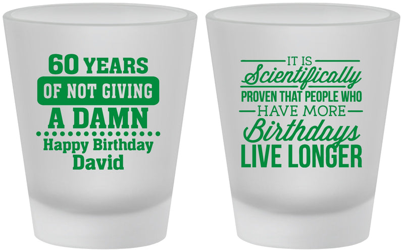 Custom Birthday Frosted Shot Glasses - 60th | 20180
