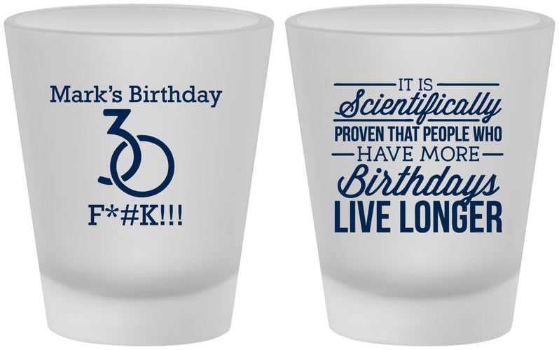 Custom Birthday Frosted Shot Glasses - 30th | 20181