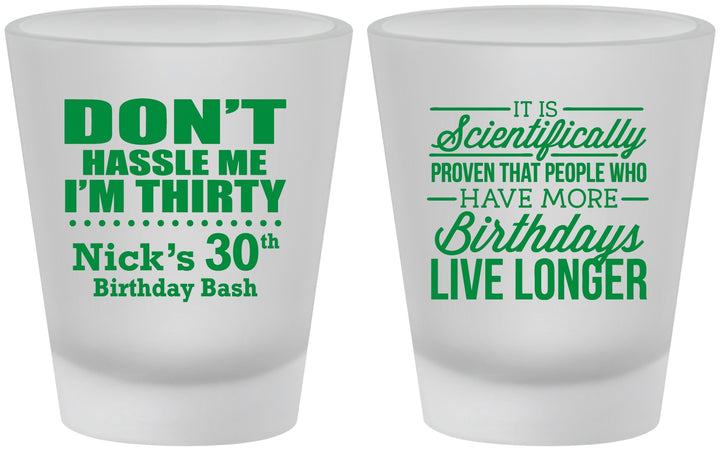 Custom Birthday Frosted Shot Glasses - 30th | 20182