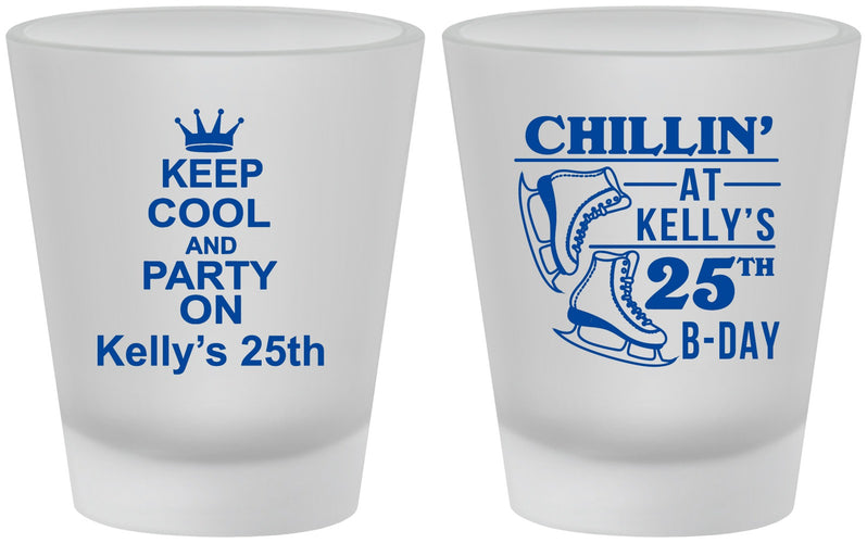Custom Birthday Frosted Shot Glasses - 25th Ice Scating | 20185