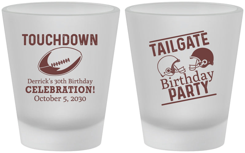 Custom Birthday Frosted Shot Glasses - 30th Football | 20189
