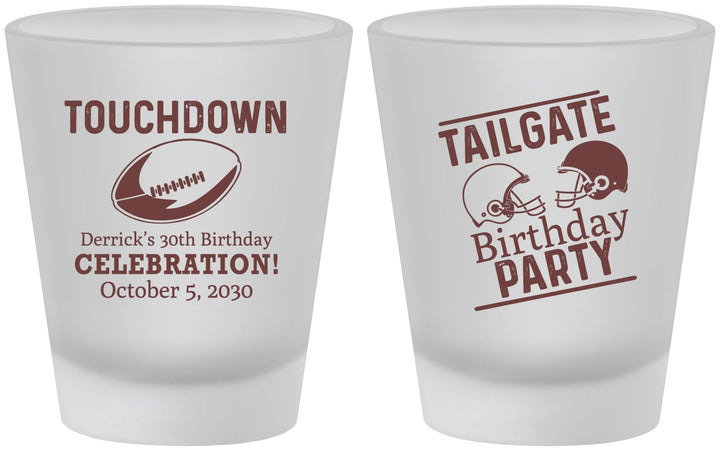 Custom Birthday Frosted Shot Glasses - 30th Football | 20189