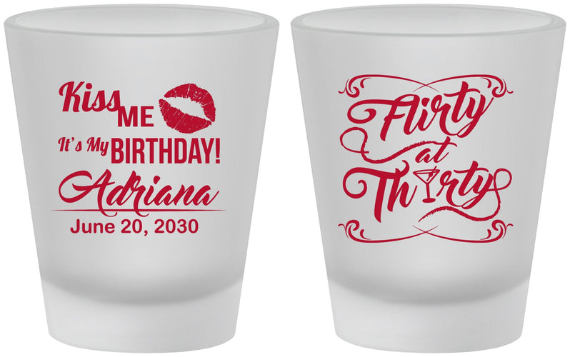 Custom Birthday Frosted Shot Glasses - 30th Flirty At Thirty | 20190
