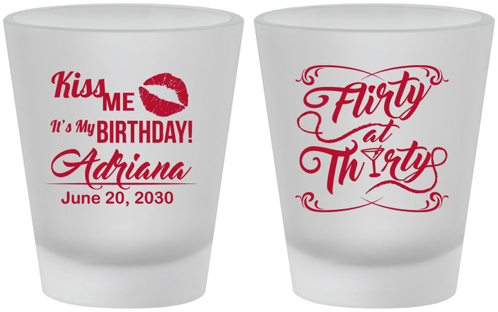 Custom Birthday Frosted Shot Glasses - 30th Flirty At Thirty | 20190