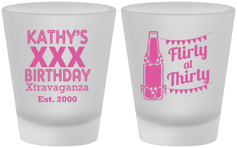 Custom Birthday Frosted Shot Glasses - 30th Flirty At Thirty | 20191