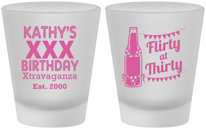 Custom Birthday Frosted Shot Glasses - 30th Flirty At Thirty | 20191