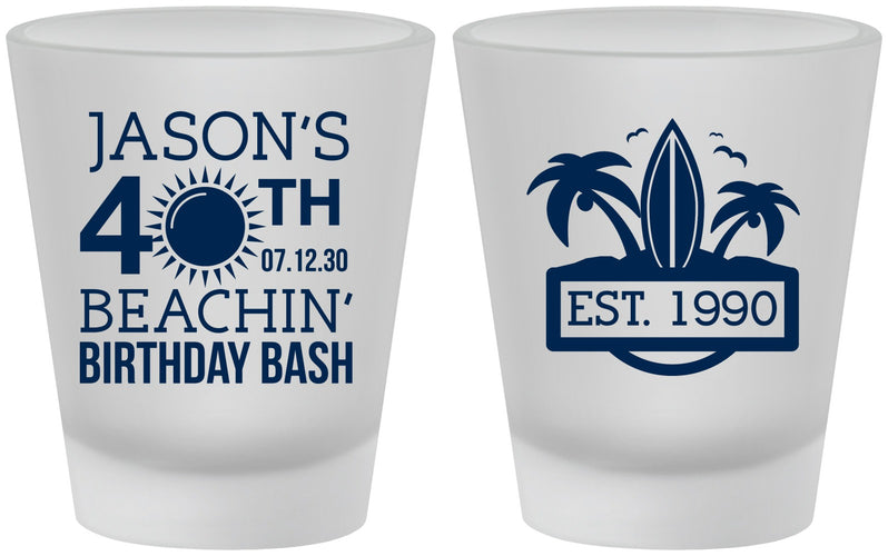 Custom Birthday Frosted Shot Glasses - 40th Beach | 20212