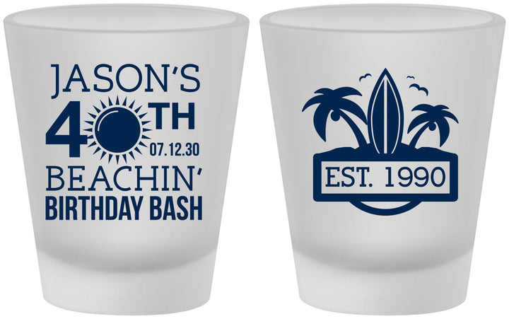 Custom Birthday Frosted Shot Glasses - 40th Beach | 20212