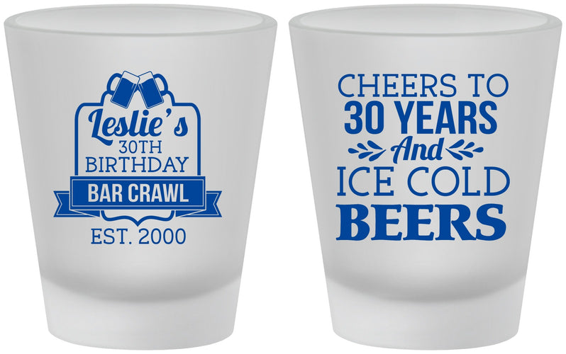 Custom Birthday Frosted Shot Glasses - 30th | 20218