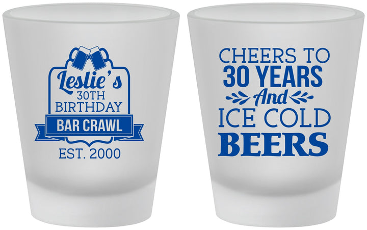 Custom Birthday Frosted Shot Glasses - 30th | 20218