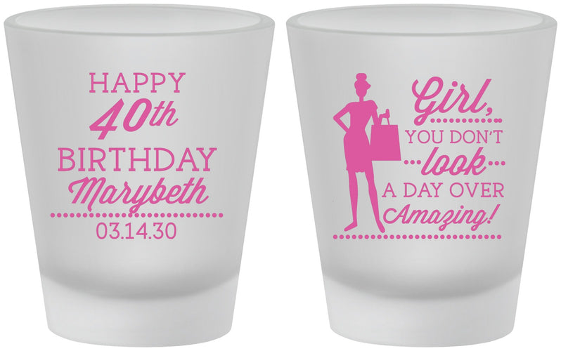 Custom Birthday Frosted Shot Glasses - 40th | 20223