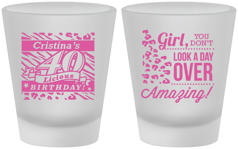Custom Birthday Frosted Shot Glasses - 40th | 20224