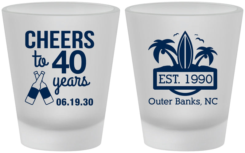 Custom Birthday Frosted Shot Glasses - 40th Beach | 20226