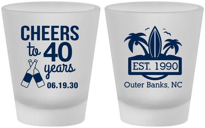 Custom Birthday Frosted Shot Glasses - 40th Beach | 20226