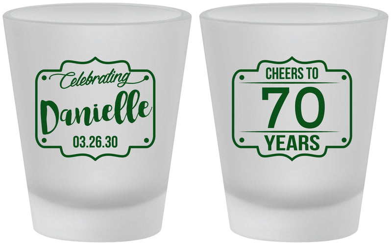 Custom Birthday Frosted Shot Glasses - Cheers To 70 Years | 20227