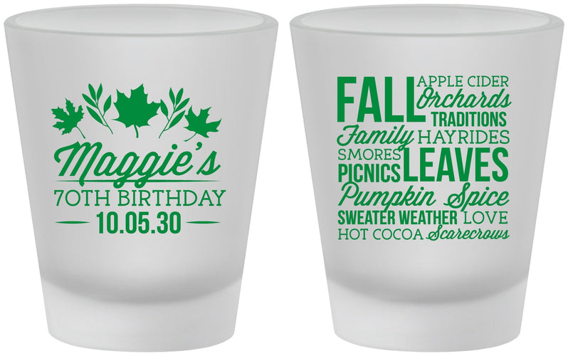 Custom Birthday Frosted Shot Glasses - 70th Fall | 20228
