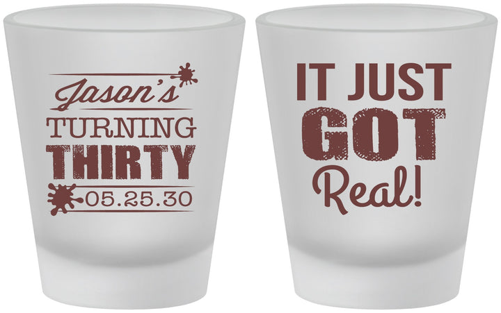 Custom Birthday Frosted Shot Glasses - 30th | 20235