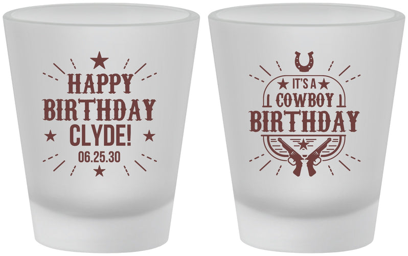 Custom Birthday Frosted Shot Glasses - Cowboy | 20244