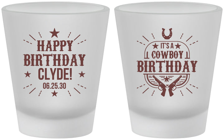 Custom Birthday Frosted Shot Glasses - Cowboy | 20244