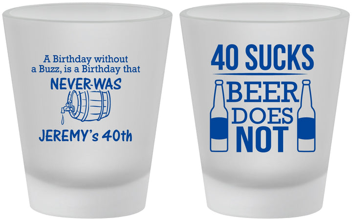Custom Birthday Frosted Shot Glasses - 40th | 20247