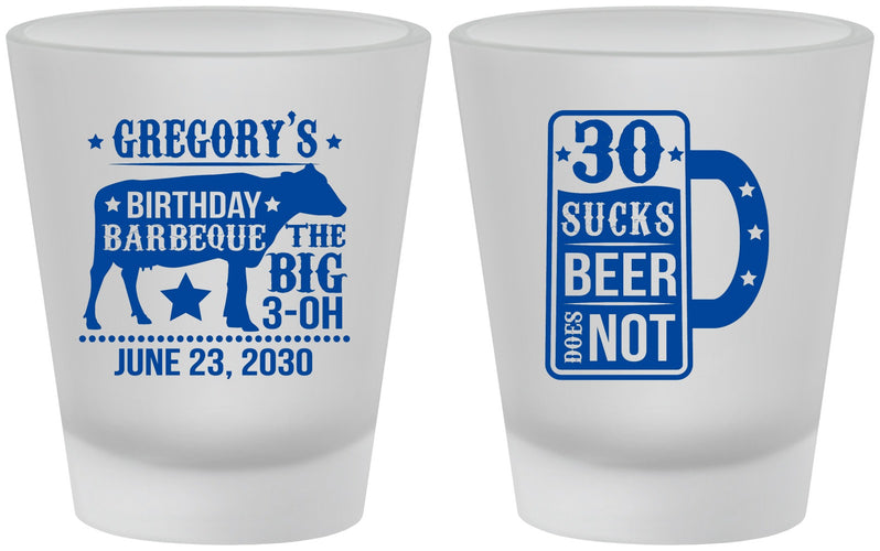 Custom Birthday Frosted Shot Glasses - 30th | 20248