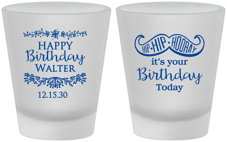 Custom Birthday Frosted Shot Glasses - Hip Hip Hooray | 20250