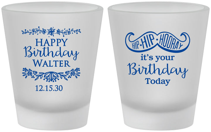Custom Birthday Frosted Shot Glasses - Hip Hip Hooray | 20250