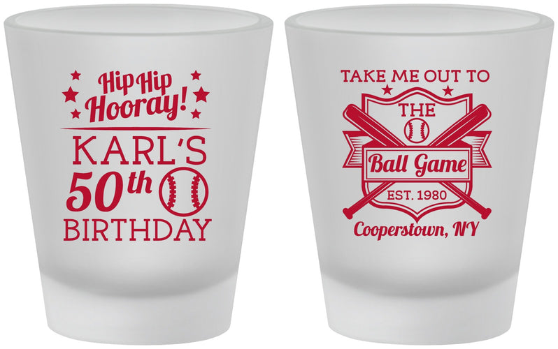 Custom Birthday Frosted Shot Glasses - 50th Baseball | 20252