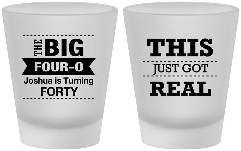 Custom Birthday Frosted Shot Glasses - 40th | 20254