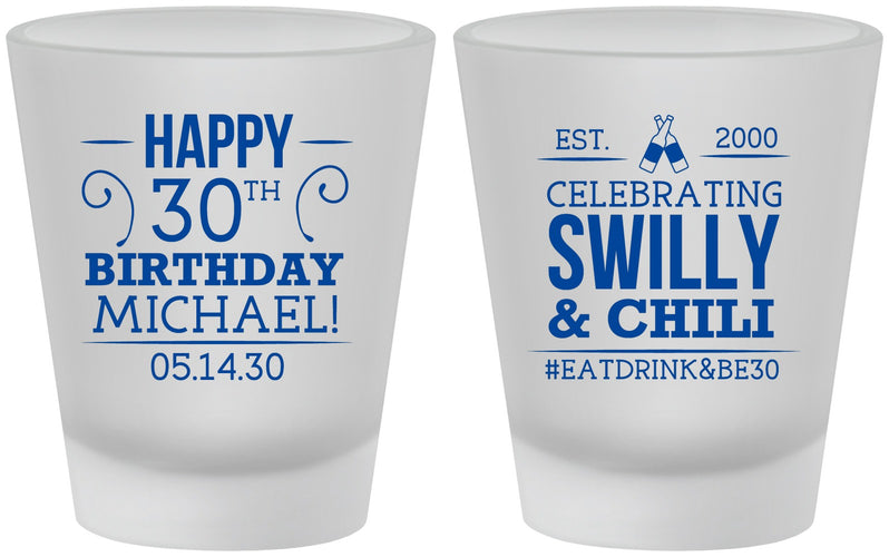 Custom Birthday Frosted Shot Glasses - 30th | 20257