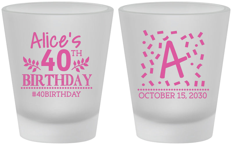 Custom Birthday Frosted Shot Glasses - 40th | 20258
