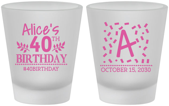 Custom Birthday Frosted Shot Glasses - 40th | 20258