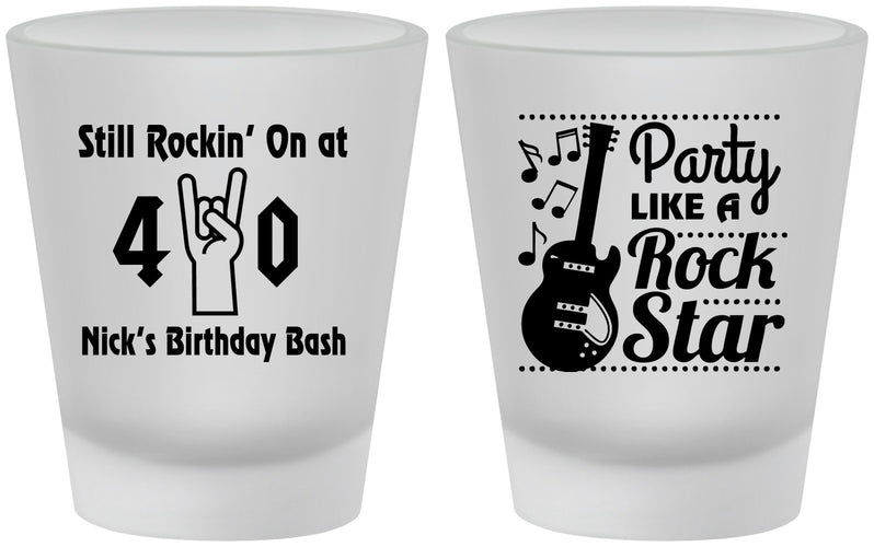 Custom Birthday Frosted Shot Glasses - 40th Rock Star | 20266