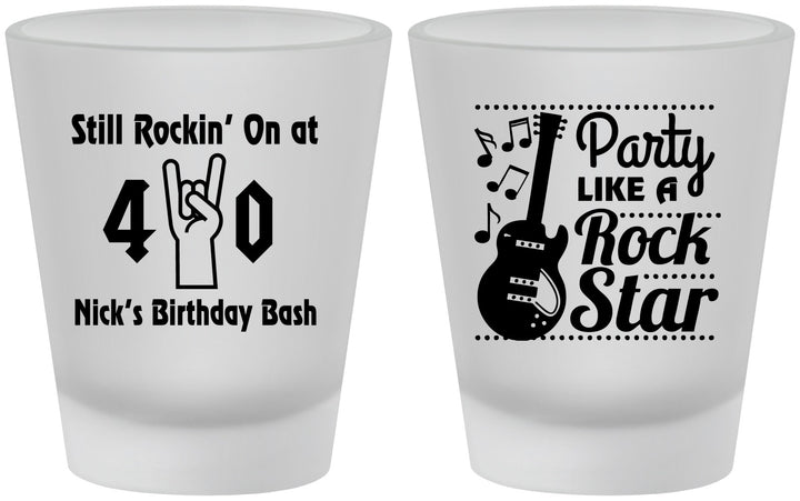 Custom Birthday Frosted Shot Glasses - 40th Rock Star | 20266