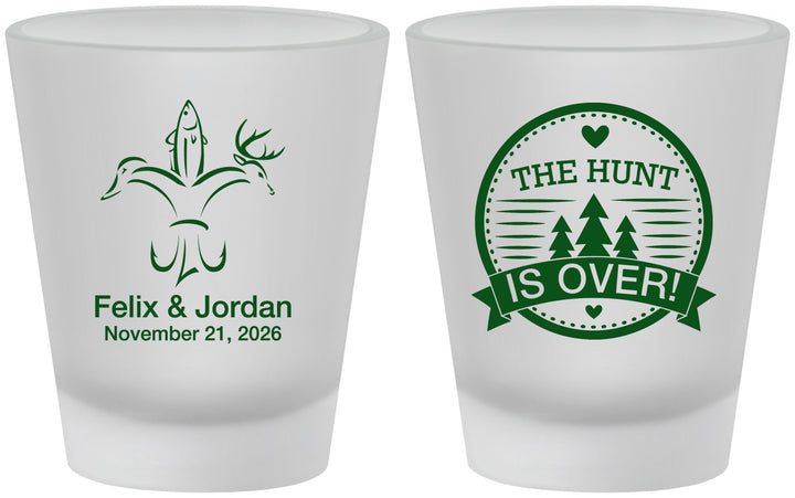 Custom Wedding Frosted Shot Glasses - The Hunt Is Over | 203