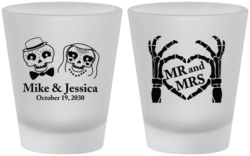 Custom Wedding Frosted Shot Glasses - Mr And Mrs Halloween | 206