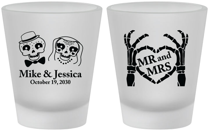 Custom Wedding Frosted Shot Glasses - Mr And Mrs Halloween | 206
