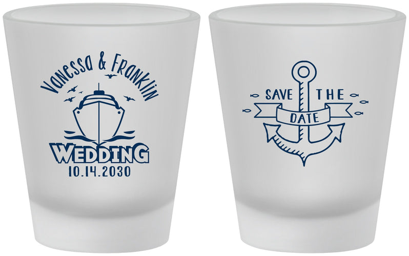 Custom Wedding Frosted Shot Glasses - Save The Date Cruise | 209