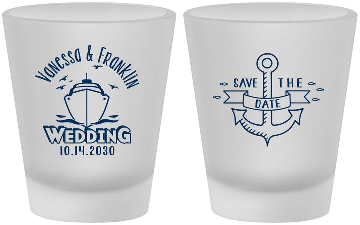 Custom Wedding Frosted Shot Glasses - Save The Date Cruise | 209