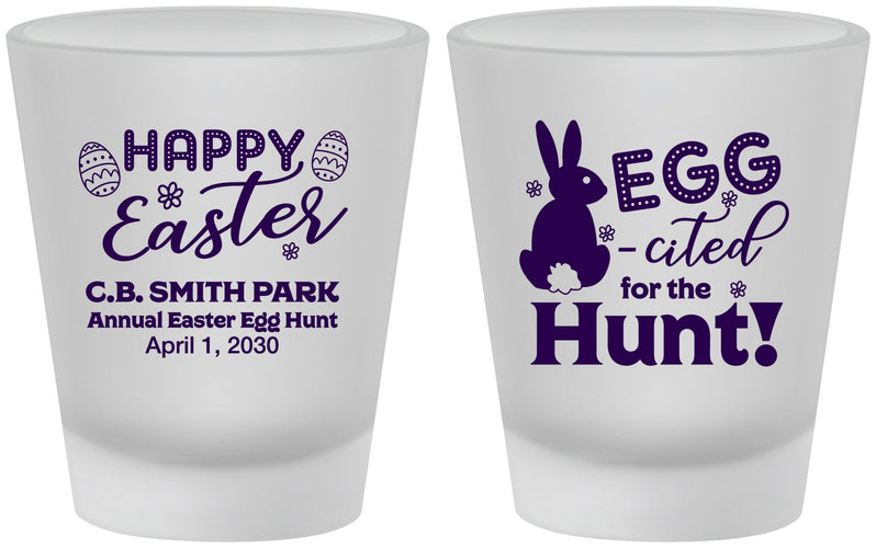 Custom Easter Frosted Shot Glasses - Eggcited For Hunt Bunny | 210002